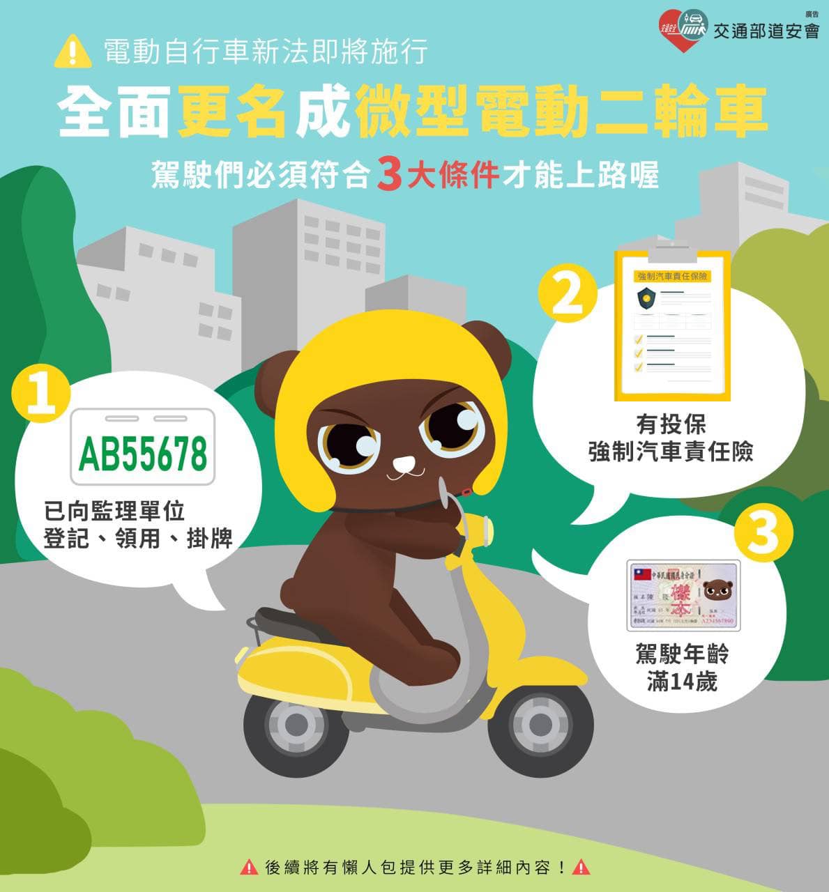 電動自行車將更名為 「微型電動二輪車」